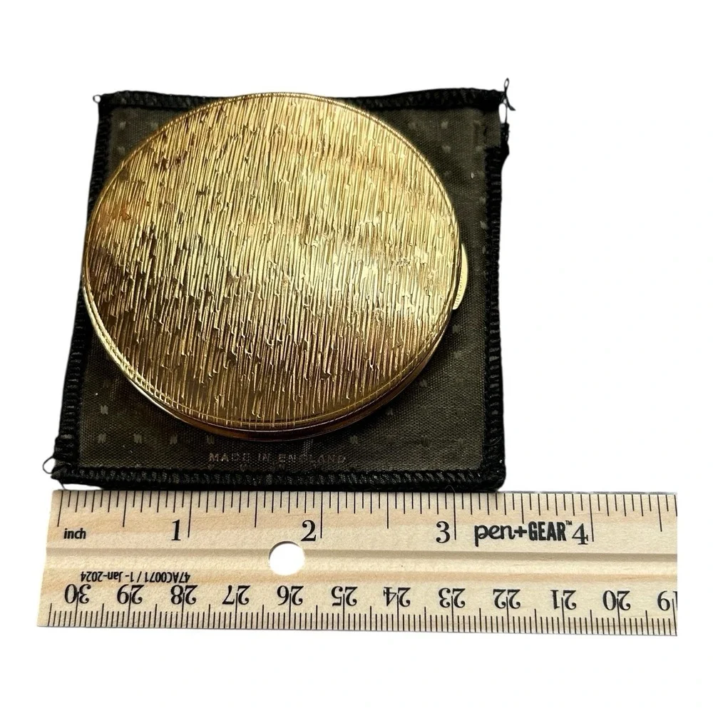 KIGU Caprice 1950's Loose Powder Compact with Sifter‎ Mirror Gold England w/case